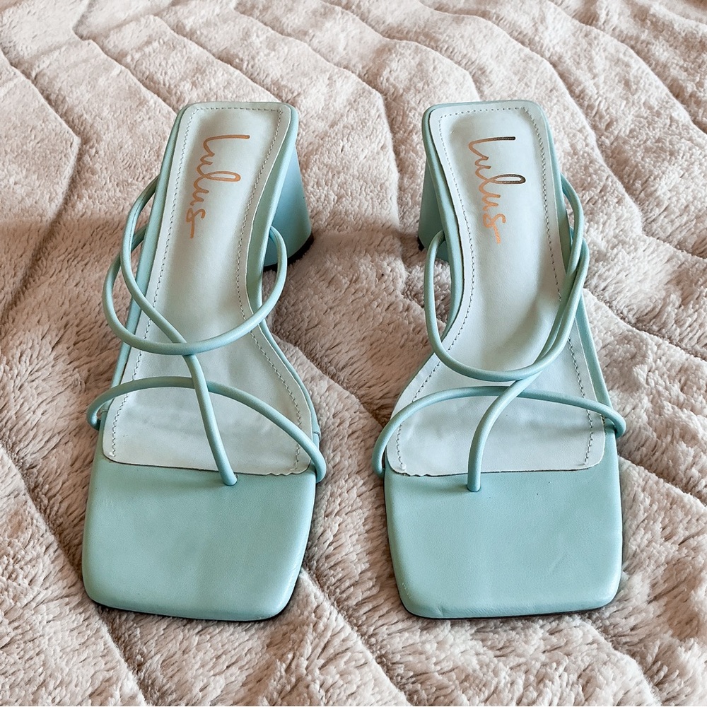Lulus Jocelynn Aqua Strappy High Heel Sandals - Picture 2 of 11